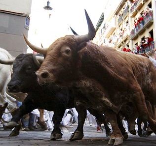 Scopri di più sull'articolo Pamplona-Stierhatz „drei Läufer aufgespießt“