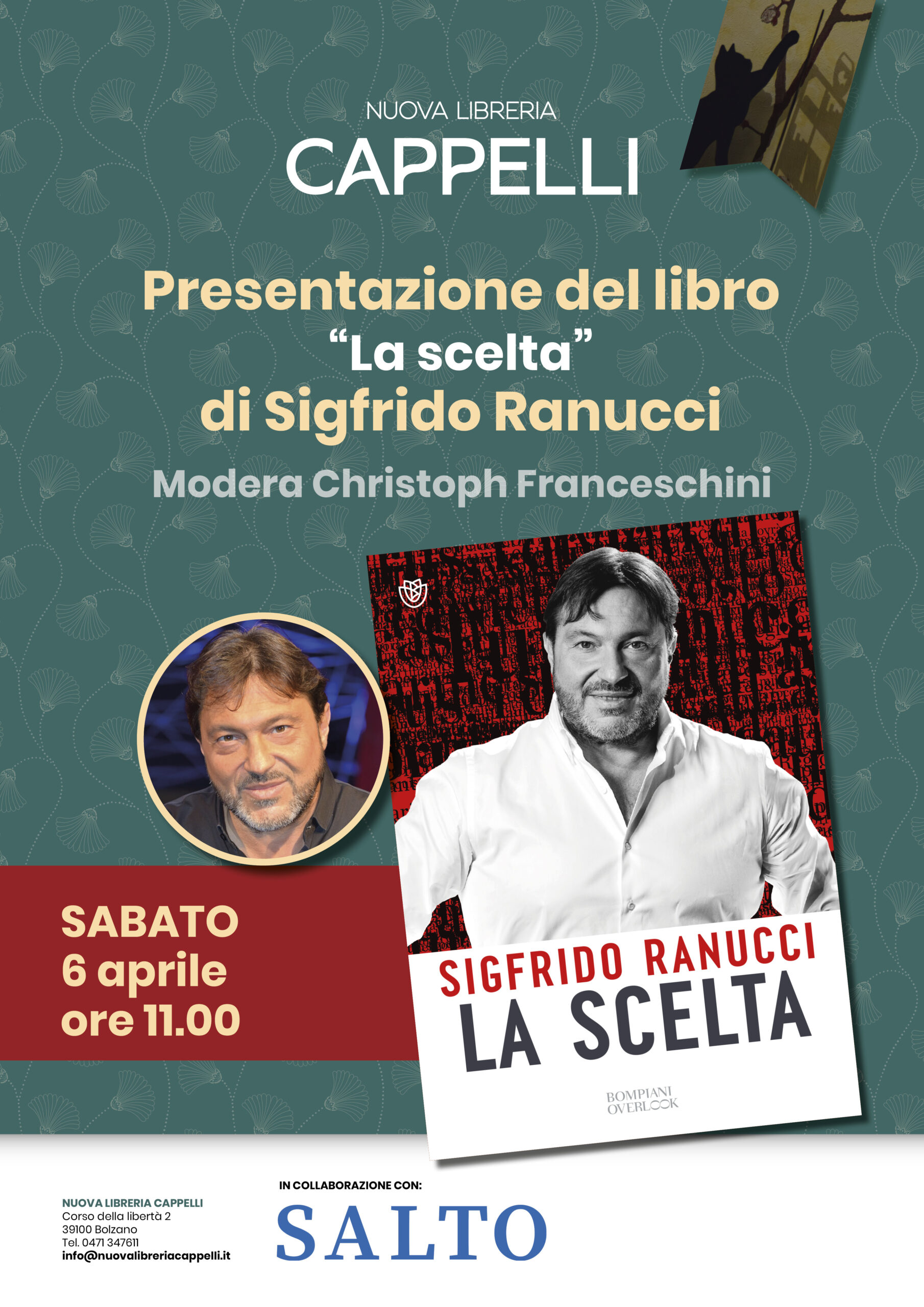 Mehr über den Artikel erfahren Sigfrido Ranucci alla nuova Libreria Cappelli di Bolzano